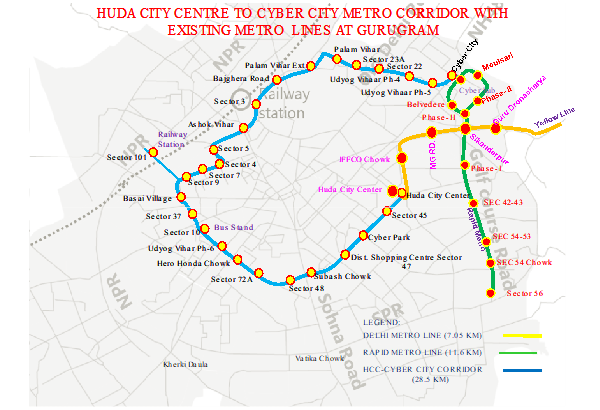 Gurgaon Metro Rail Line Map